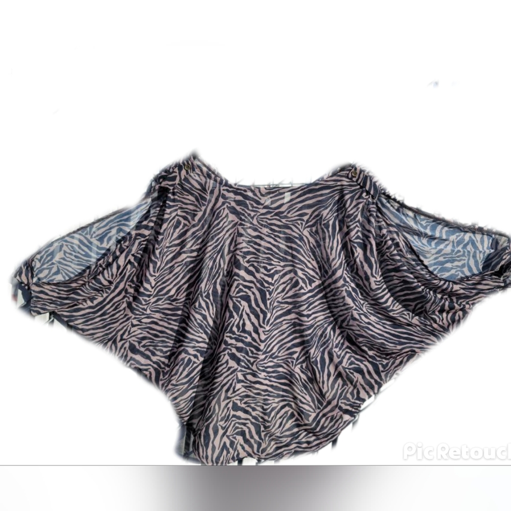 Vintage River Island Cold Shoulder Cheetah Print Blouse Size 8 (UK 12)